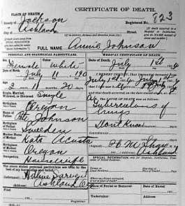 photo of a Death Certificate